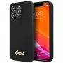 Guess GUHCP13XLSLMGBK iPhone 13 Pro Max 6,7 inch Black Silicone Hard Case with Script Gold Logo