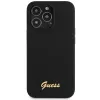 Guess GUHCP13XLSLMGBK iPhone 13 Pro Max 6,7 inch Black Silicone Hard Case with Script Gold Logo
