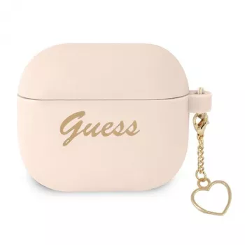Guess GUA3LSCHSP Silikona Charm Heart Collection Maciņš Apple AirPods 3. paaudzei - Rozā