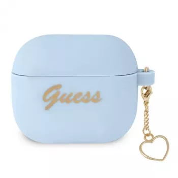 Guess GUA3LSCHSB Silikona Charm Heart Collection Maciņš AirPods 3, Zils