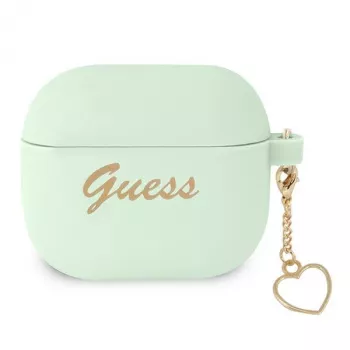 Guess GUA3LSCHSN AirPods 3 Cover Green Silicone Charm Heart Collection