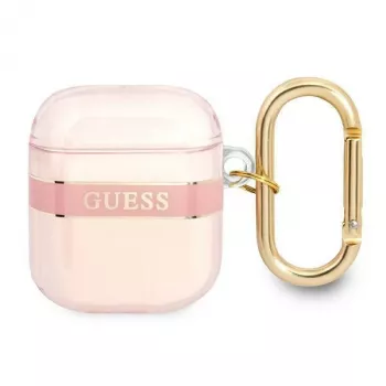 Guess GUA2HHTSP Strap Collection Aizsargmaciņš Apple AirPods 1/2 - Rozā