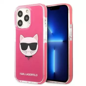 Karl Lagerfeld KLHCP13LTPECPI Cietais vāciņš iPhone 13 Pro / 13 6,1 inch - Fuksīna Choupette Head