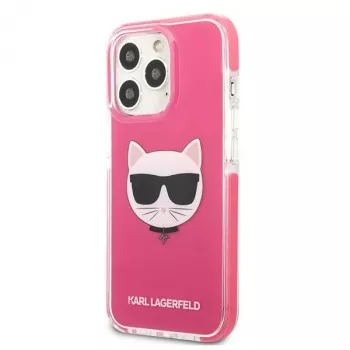Karl Lagerfeld KLHCP13LTPECPI Cietais vāciņš iPhone 13 Pro / 13 6,1 inch - Fuksīna Choupette Head