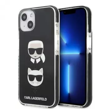 Karl Lagerfeld KLHCP13STPE2TK Cietais Maciņš iPhone 13 mini, 5,4 inch, Melns, Karl & Choupette Head