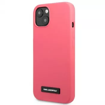 Karl Lagerfeld KLHCP13MSLMP1PI Silikona maciņš ar plāksnīti iPhone 13/14/15 6,1 inch fuksīns