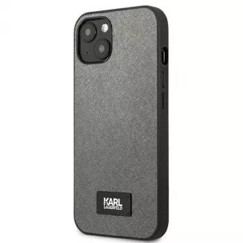 Karl Lagerfeld Saffiano Plaque Hard Case Apple iPhone 13 Mini 5,4 inch - Sudraba