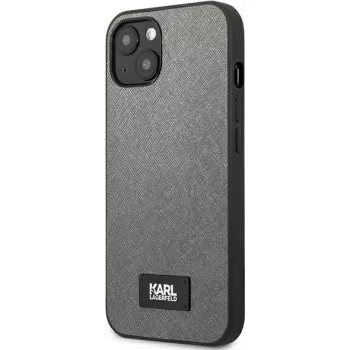 Karl Lagerfeld KLHCP13MSFMP2DG Saffiano Plaque Hard Case iPhone 13/14/15 6,1 collas - Sudrabs