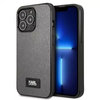 Karl Lagerfeld KLHCP13XSFMP2DG Cietais Maciņš Apple iPhone 13 Pro Max 6,7 inch Sudraba Saffiano Plaque