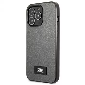Karl Lagerfeld KLHCP13XSFMP2DG Cietais Maciņš Apple iPhone 13 Pro Max 6,7 inch Sudraba Saffiano Plaque