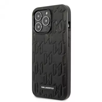 Karl Lagerfeld KLHCP13LMNMP1K Cietais telefona maciņš iPhone 13 Pro / 13 6,1 collu, Melns, Monogram Plaque