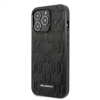Karl Lagerfeld KLHCP13XMNMP1K iPhone 13 Pro Max 6.7 Cietais Vāciņš Melns Monogrammas Plāksne