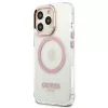 Guess Metal Outline MagSafe Hard Case iPhone 13 Pro / 13 6,1 inch - Rozā