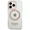 Guess Metal Outline MagSafe Hard Case iPhone 13 Pro / 13 6,1 inch - Rozā