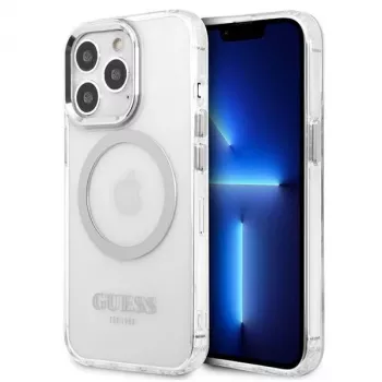 Guess GUHMP13LHTRMS Metal Outline MagSafe cietais maciņš iPhone 13 Pro / iPhone 13 6,1 inch - Sudrabs