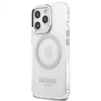 Guess GUHMP13LHTRMS Metal Outline MagSafe cietais maciņš iPhone 13 Pro / iPhone 13 6,1 inch - Sudrabs