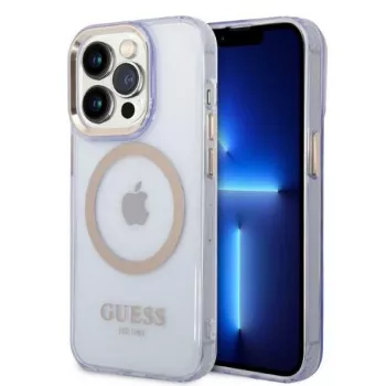 Guess Gold Outline Translucent Hard Case Apple iPhone 14 Pro 6.1 - Violeta