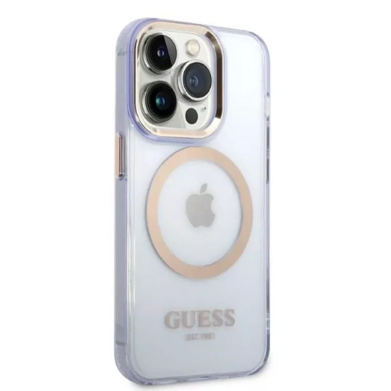 Guess Gold Outline Translucent Hard Case Apple iPhone 14 Pro 6.1 - Violeta