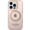 Guess Gold Outline Translucent MagSafe Case iPhone 14 Pro Max 6,7 inch Pink Hard Case