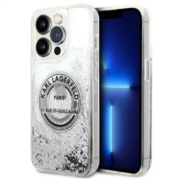 Karl Lagerfeld KLHCP14XLCRSGRS Liquid Glitter Hard Case Apple iPhone 14 Pro Max 6,7 inch Sudrabains