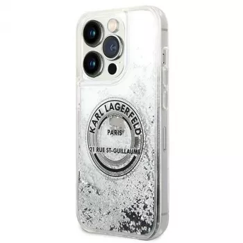 Karl Lagerfeld KLHCP14XLCRSGRS Liquid Glitter Hard Case Apple iPhone 14 Pro Max 6,7 inch Sudrabains