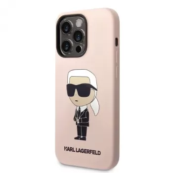Karl Lagerfeld KLHCP14XSNIKBCP Ikonik Silicone Hard Case iPhone 14 Pro Max 6,7 inch Rozā