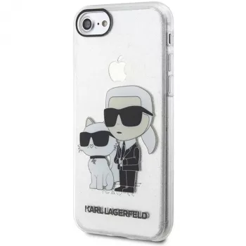 Karl Lagerfeld KLHCI8HNKCTGT iPhone 7/8/SE 2020 / SE 2022 Caurspīdīgs cietais maciņš Glitter Karl & Choupette