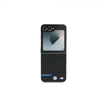 BMW Hardcase Carbon Blue Line Samsung Galaxy Z Flip6 / Z Flip7 FE - Melns