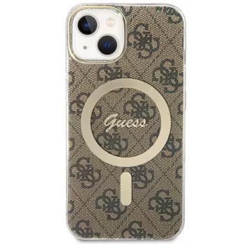 Guess GUHMP13MH4STW iPhone 13 / 14 / 15 6,1 inch Brown Hardcase with MagSafe