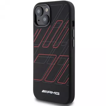 AMG AMHMP15S23SSPK Hardcase Silicone Large Rhombuses Pattern MagSafe for iPhone 15/14/13 6.1 Black