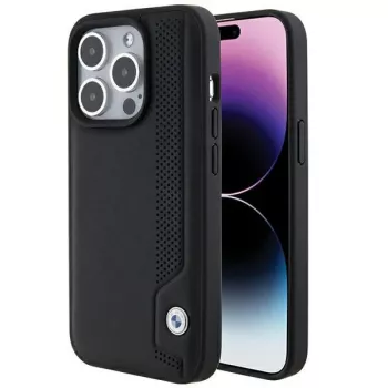 BMW BMHCP15X22RBDK Hardcase Leather Blue Dots iPhone 15 Pro Max 6,7 inch Melns