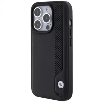 BMW BMHCP15X22RBDK Hardcase Leather Blue Dots iPhone 15 Pro Max 6,7 inch Melns