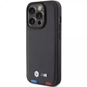 BMW Leather Stamp Tricolor Case iPhone 15 Pro 6,1 inch Melns