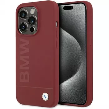 BMW M Collection Silicone Hard Case with MagSafe for Apple iPhone 15 Pro 6,1 inch Red Big Logo
