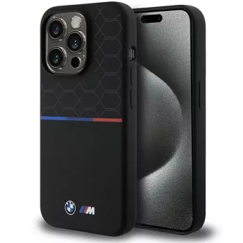 BMW M Silicone Pattern MagSafe Hard Case Apple iPhone 15 Pro 6,1 inch - Melns