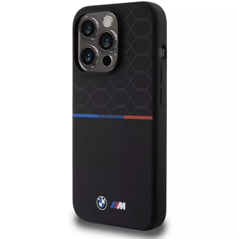 BMW M Silicone Pattern MagSafe Hard Case Apple iPhone 15 Pro 6,1 inch - Melns