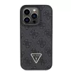 GUESS PU 4G Strass Triangle Metal Case + Strap iPhone 15 Pro Black