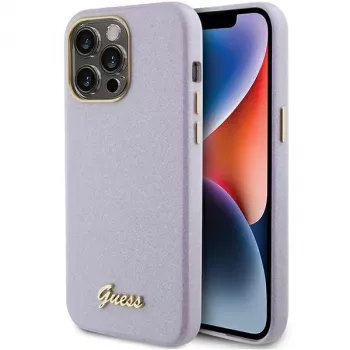 Guess GUHCP15LPGMCSL Glitter Glossy Script Hard Case iPhone 15 Pro 6,1 inch Ceriņkrāsa