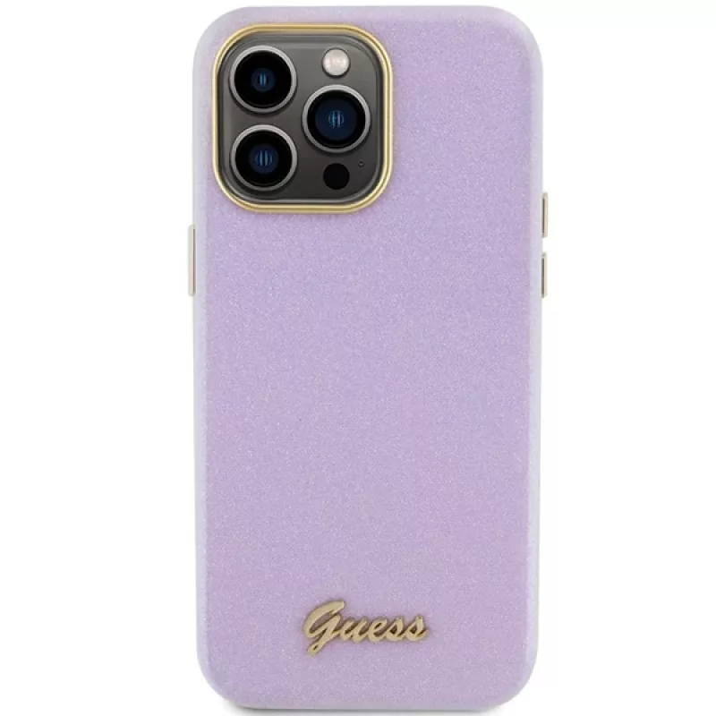Guess GUHCP15LPGMCSL Glitter Glossy Script Hard Case iPhone 15 Pro 6,1 inch Ceriņkrāsa