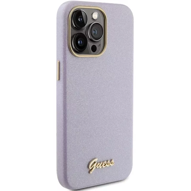 Guess GUHCP15LPGMCSL Glitter Glossy Script Hard Case iPhone 15 Pro 6,1 inch Ceriņkrāsa