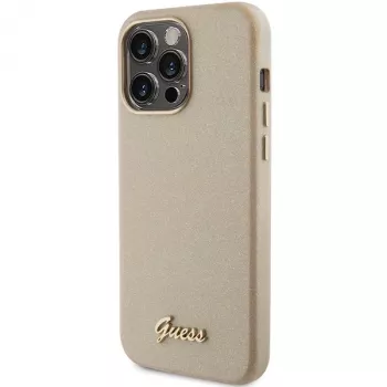Guess Glitter Glossy Script Hard Case iPhone 15 Pro 6,1 inch Light Gold