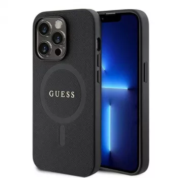 GUESS Saffiano PU MagSafe Case iPhone 15 Pro Melns