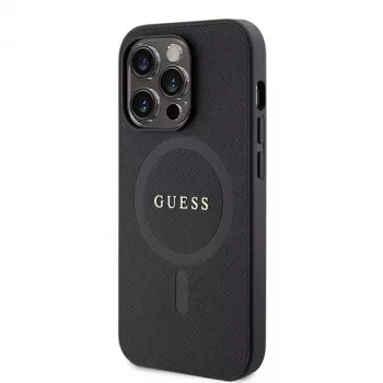 GUESS Saffiano PU MagSafe Case iPhone 15 Pro Melns