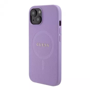 Guess GUHMP15MPSAHMCU Saffiano MagSafe Hard Case for iPhone 15 Plus / 14 Plus 6,7 inch - Purple