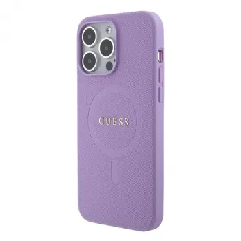 Guess GUHMP15LPSAHMCU Saffiano MagSafe cietais maciņš Apple iPhone 15 Pro 6,1 inch - Purpura