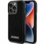 Karl Lagerfeld KLHCP15LHDSPLK Cietais Maciņš iPhone 15 Pro 6.1 inch Melns Ar Strāzēm Un Metāla Plāksni