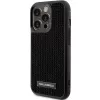 Karl Lagerfeld KLHCP15LHDSPLK Cietais Maciņš iPhone 15 Pro 6.1 inch Melns Ar Strāzēm Un Metāla Plāksni