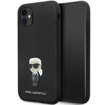 Karl Lagerfeld Ikonik Metal Pin Silicone Case Apple iPhone 11 / iPhone XR 6,1 inch Melns
