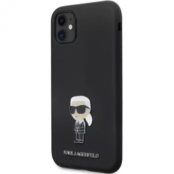 Karl Lagerfeld Ikonik Metal Pin Silicone Case Apple iPhone 11 / iPhone XR 6,1 inch Melns