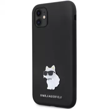 Karl Lagerfeld KLHCN61SMHCNPK Hardcase Silicone Case with Metal Pin for iPhone 11 / XR 6.1 Black